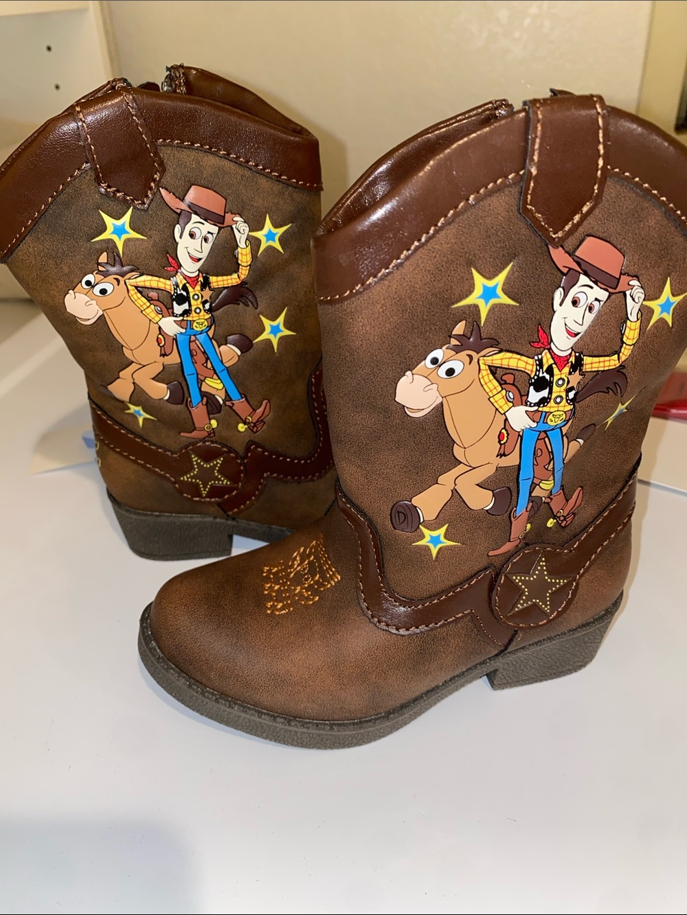 Disney Brown Cowboy Boots with Woody Graphics